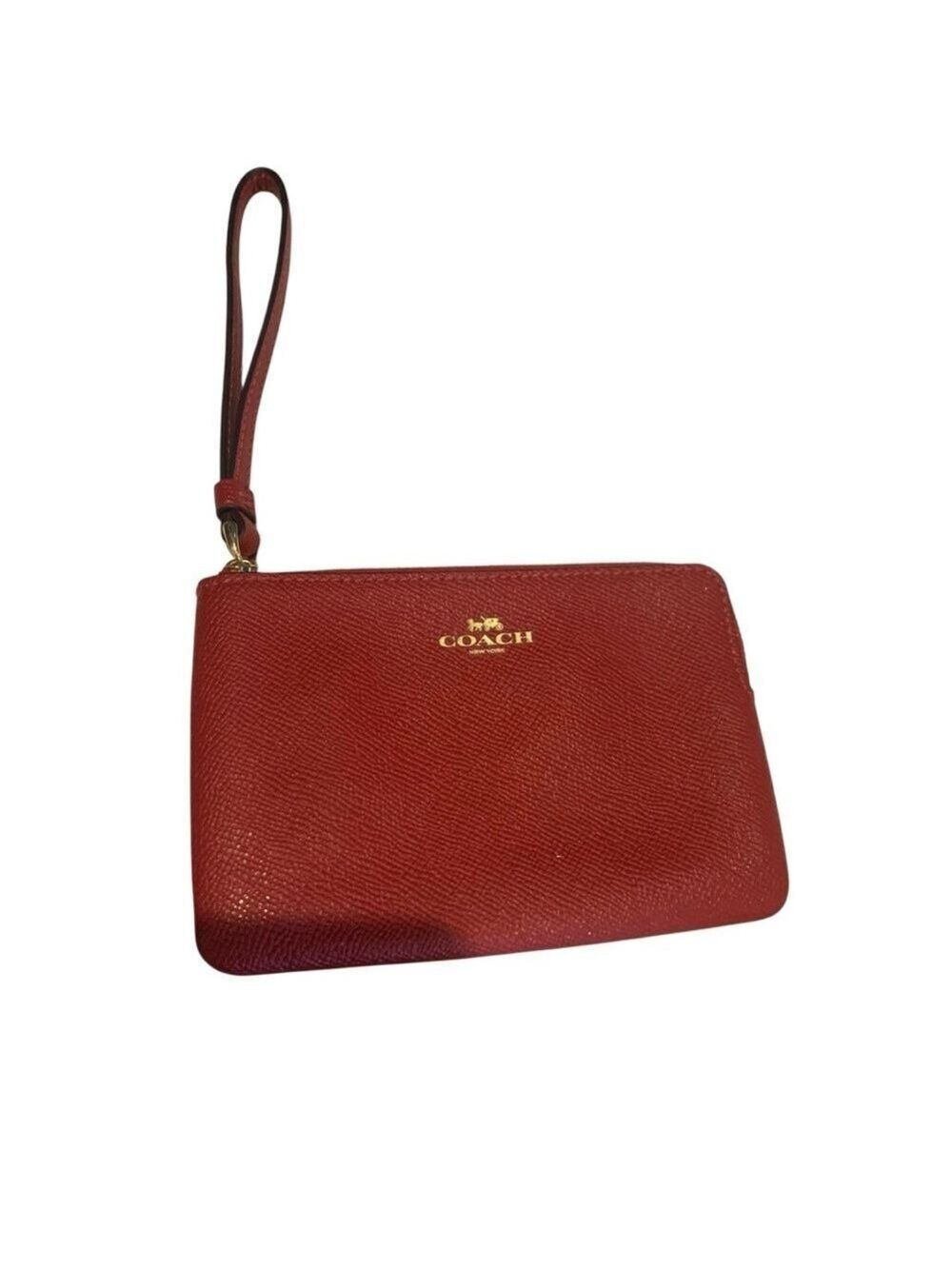 COACH Scarlet Red Pebbled Leather Wristlet